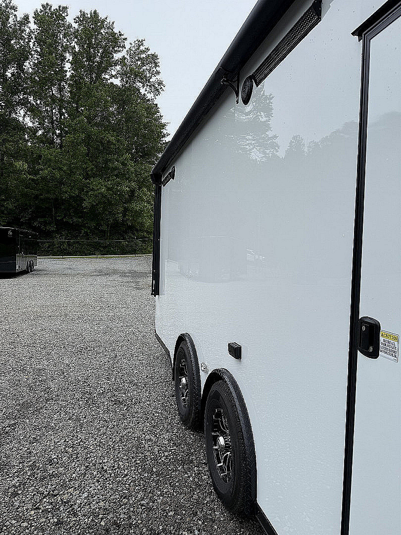 New 2026 Spartan Cargo 8.5x24 Enclosed Race Trailer, White PolyCor, Race PKG, A/C, Awning, 10K Torsion Spread Axle, 7'6" Interior Height