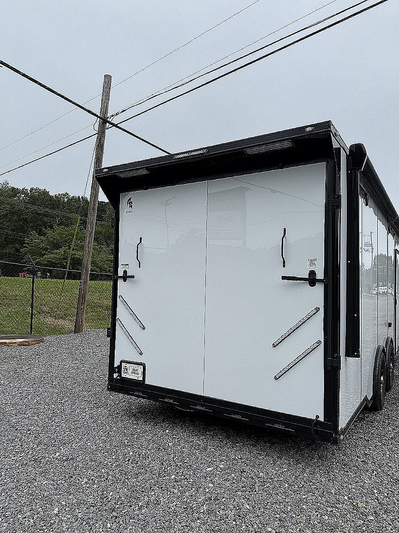 New 2026 Spartan Cargo 8.5x24 Enclosed Race Trailer, White PolyCor, Race PKG, A/C, Awning, 10K Torsion Spread Axle, 7'6" Interior Height