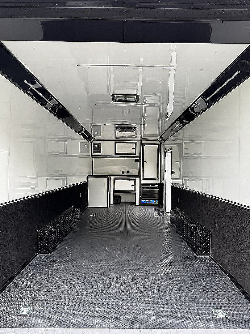 New 2026 Spartan Cargo 8.5x24 Enclosed Race Trailer, White PolyCor, Race PKG, A/C, Awning, 10K Torsion Spread Axle, 7'6" Interior Height