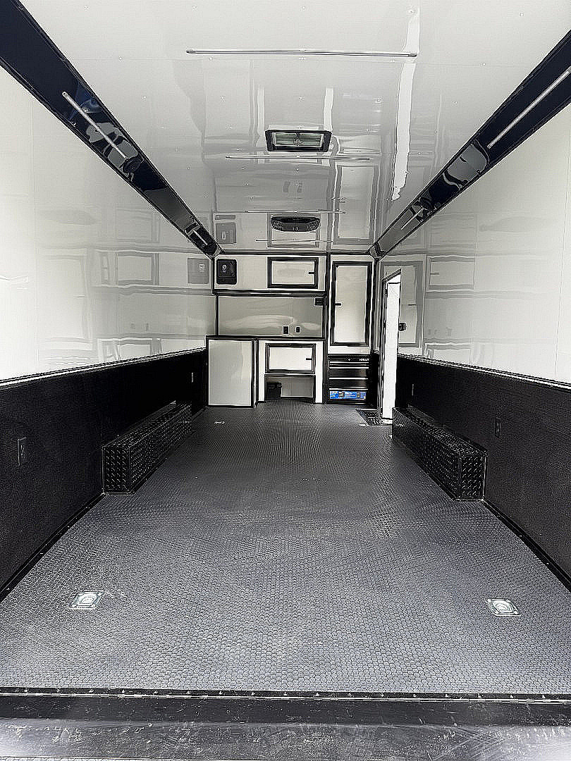 New 2026 Spartan Cargo 8.5x24 Enclosed Race Trailer, White PolyCor, Race PKG, A/C, Awning, 10K Torsion Spread Axle, 7'6" Interior Height