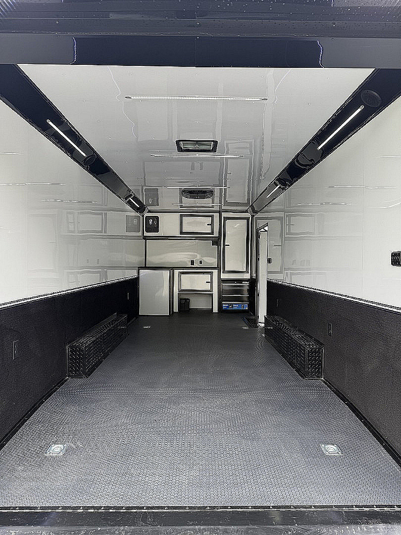 New 2026 Spartan Cargo 8.5x24 Enclosed Race Trailer, White PolyCor, Race PKG, A/C, Awning, 10K Torsion Spread Axle, 7'6" Interior Height