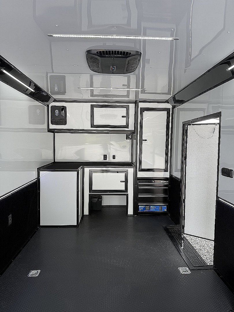 New 2026 Spartan Cargo 8.5x24 Enclosed Race Trailer, White PolyCor, Race PKG, A/C, Awning, 10K Torsion Spread Axle, 7'6" Interior Height