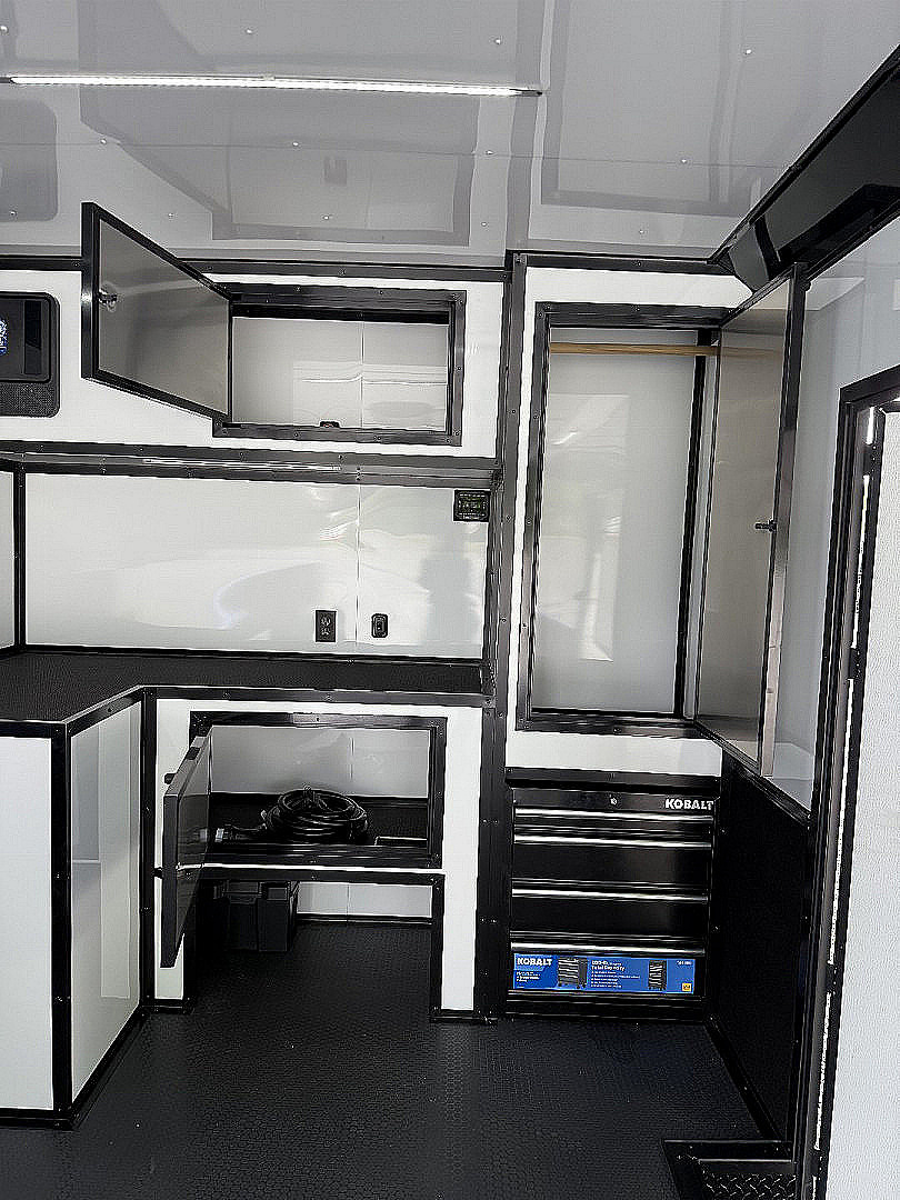 New 2026 Spartan Cargo 8.5x24 Enclosed Race Trailer, White PolyCor, Race PKG, A/C, Awning, 10K Torsion Spread Axle, 7'6" Interior Height