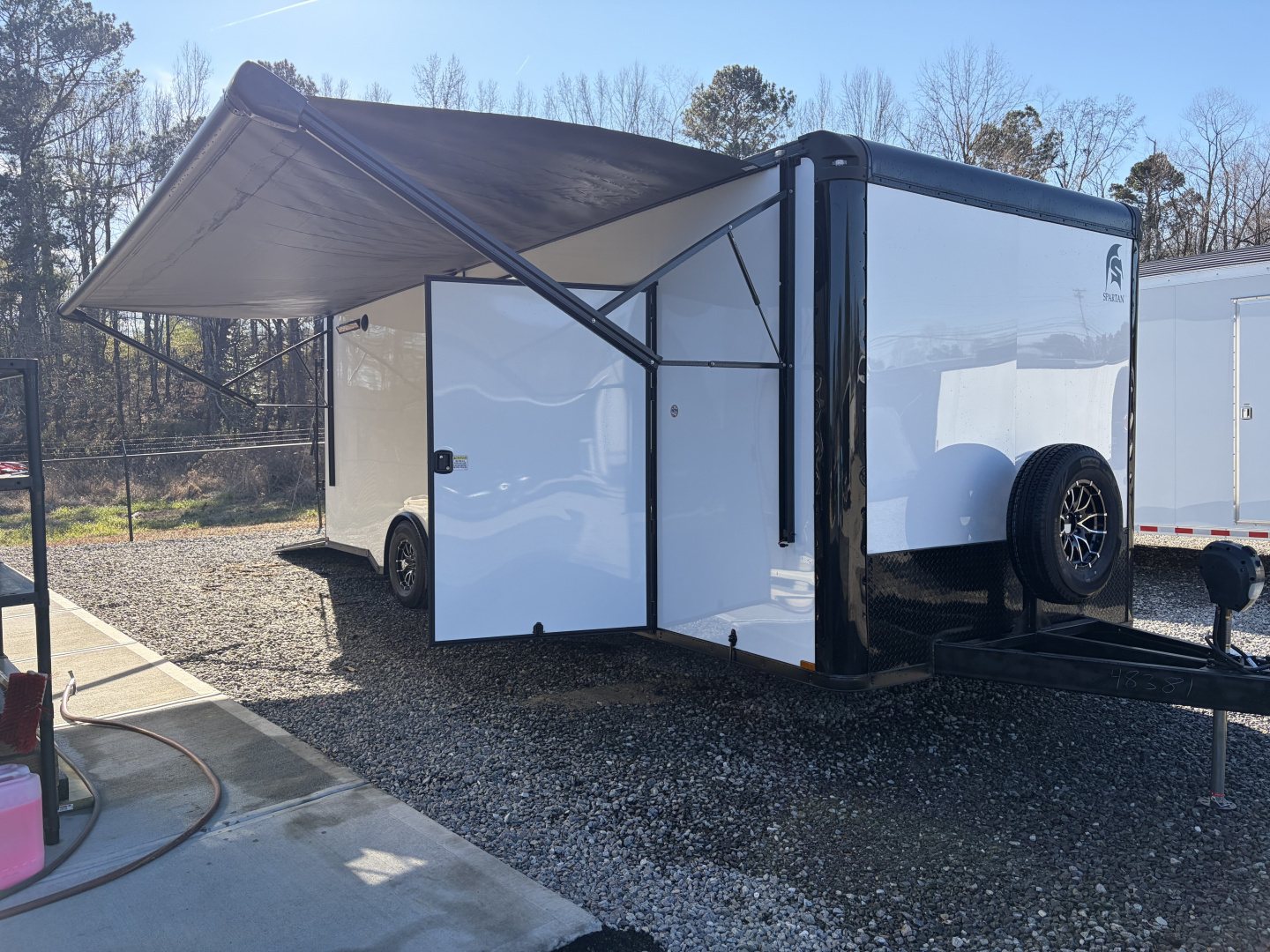 New 2026 Spartan Cargo 8.5x24 Enclosed Race Trailer, White PolyCor, Race PKG, A/C, Awning, 10K Torsion Spread Axle, 7'6" Interior Height