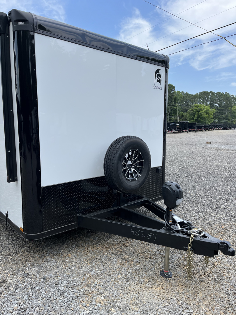 New 2026 Spartan Cargo 8.5x24 Enclosed Race Trailer, White PolyCor, Race PKG, A/C, Awning, 10K Torsion Spread Axle, 7'6" Interior Height
