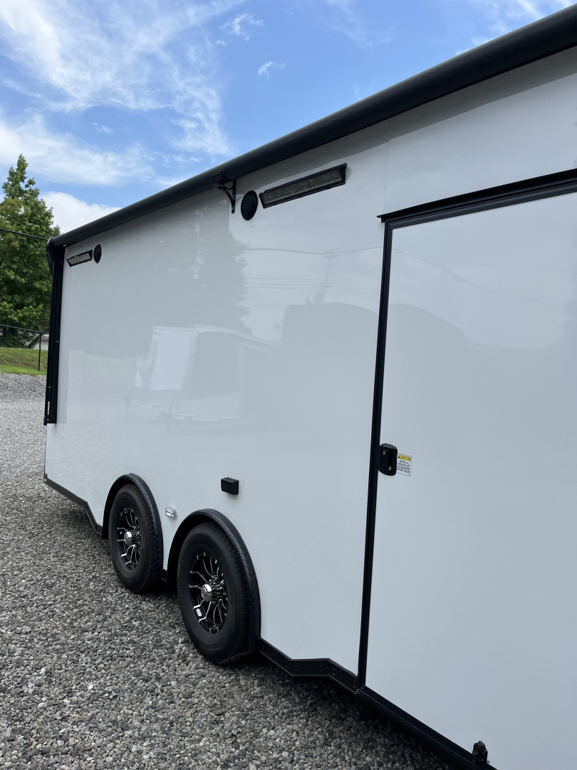 New 2026 Spartan Cargo 8.5x24 Enclosed Race Trailer, White PolyCor, Race PKG, A/C, Awning, 10K Torsion Spread Axle, 7'6" Interior Height