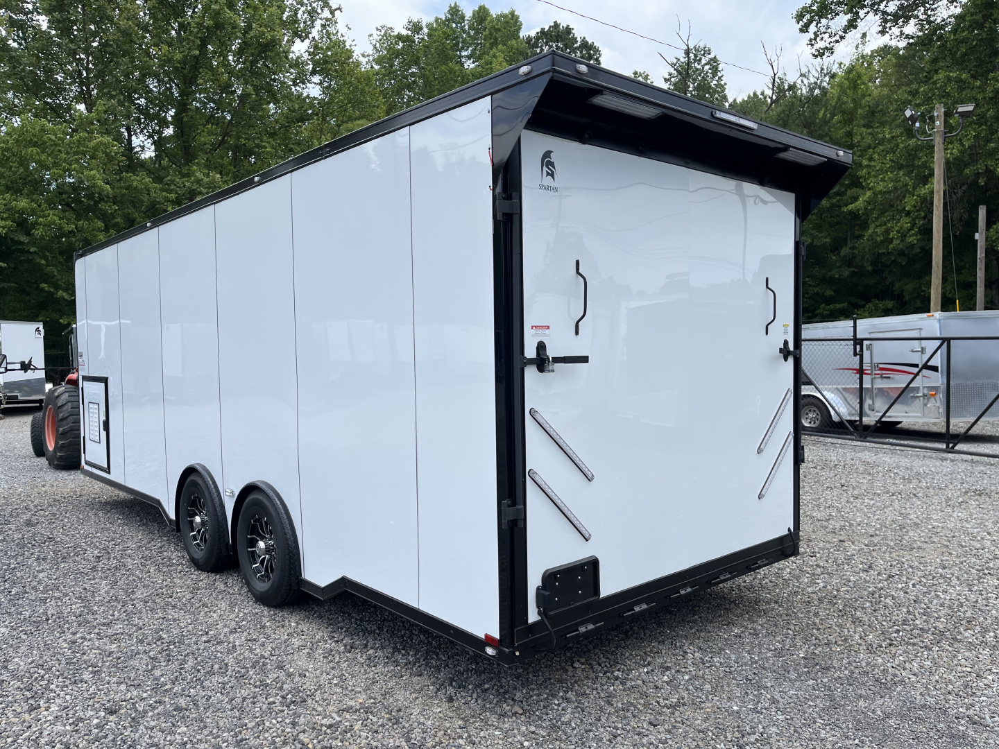New 2026 Spartan Cargo 8.5x24 Enclosed Race Trailer, White PolyCor, Race PKG, A/C, Awning, 10K Torsion Spread Axle, 7'6" Interior Height