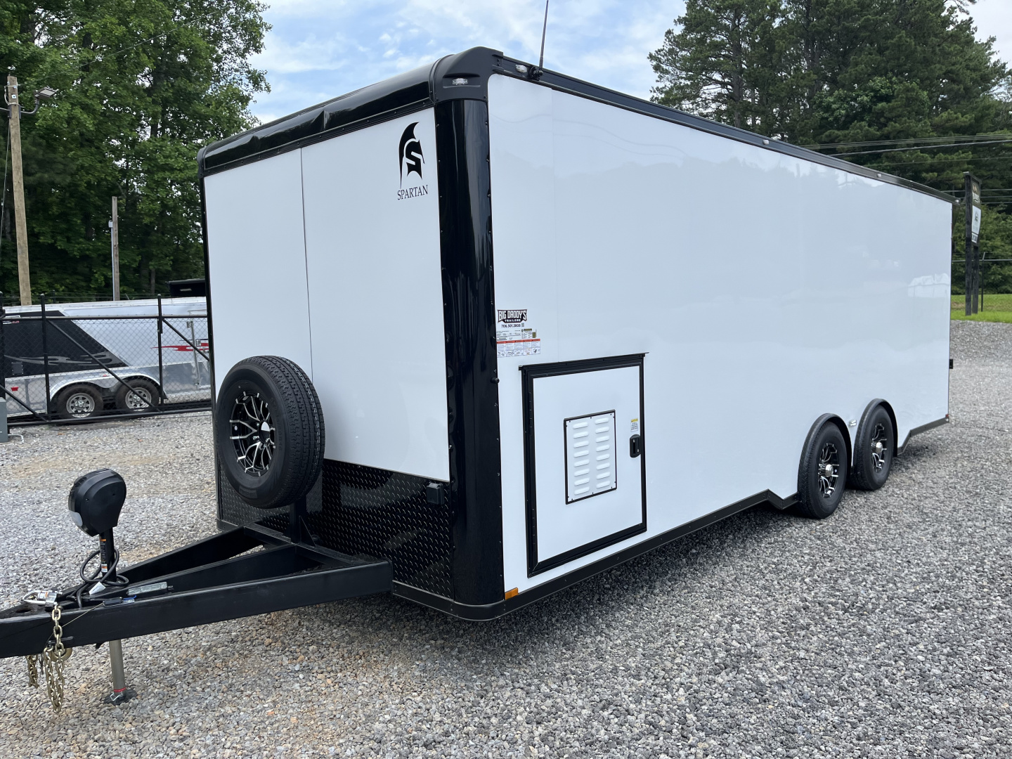 New 2026 Spartan Cargo 8.5x24 Enclosed Race Trailer, White PolyCor, Race PKG, A/C, Awning, 10K Torsion Spread Axle, 7'6" Interior Height