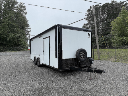 New 2026 Spartan Cargo 8.5x24 Enclosed Race Trailer, White PolyCor, Race PKG, A/C, Awning, 10K Torsion Spread Axle, 7'6  Interior Height
