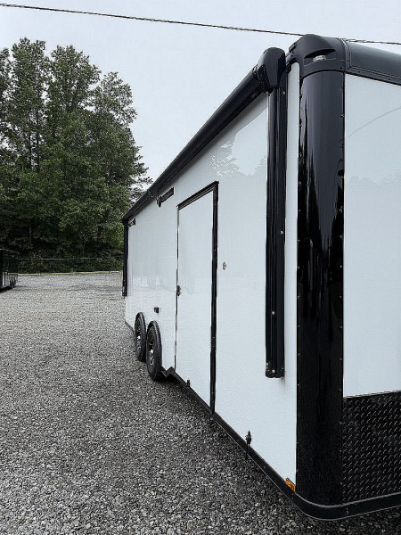 New 2026 Spartan Cargo 8.5x24 Enclosed Race Trailer, White PolyCor, Race PKG, A/C, Awning, 10K Torsion Spread Axle, 7'6" Interior Height