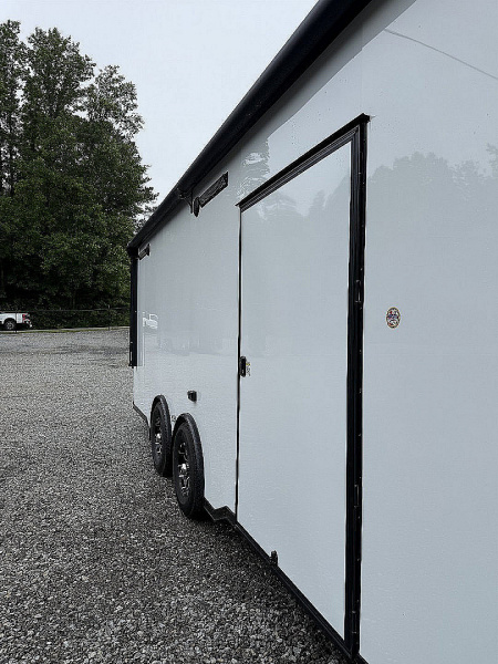 New 2026 Spartan Cargo 8.5x24 Enclosed Race Trailer, White PolyCor, Race PKG, A/C, Awning, 10K Torsion Spread Axle, 7'6" Interior Height
