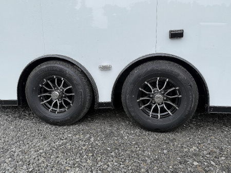 New 2026 Spartan Cargo 8.5x24 Enclosed Race Trailer, White PolyCor, Race PKG, A/C, Awning, 10K Torsion Spread Axle, 7'6" Interior Height