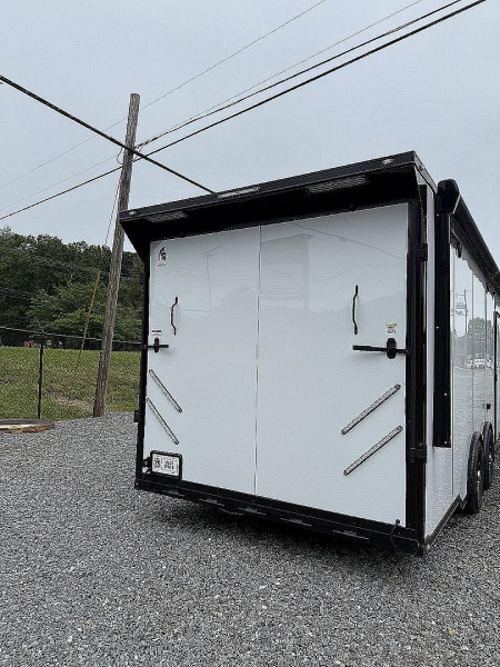 New 2026 Spartan Cargo 8.5x24 Enclosed Race Trailer, White PolyCor, Race PKG, A/C, Awning, 10K Torsion Spread Axle, 7'6" Interior Height