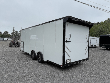 New 2026 Spartan Cargo 8.5x24 Enclosed Race Trailer, White PolyCor, Race PKG, A/C, Awning, 10K Torsion Spread Axle, 7'6" Interior Height