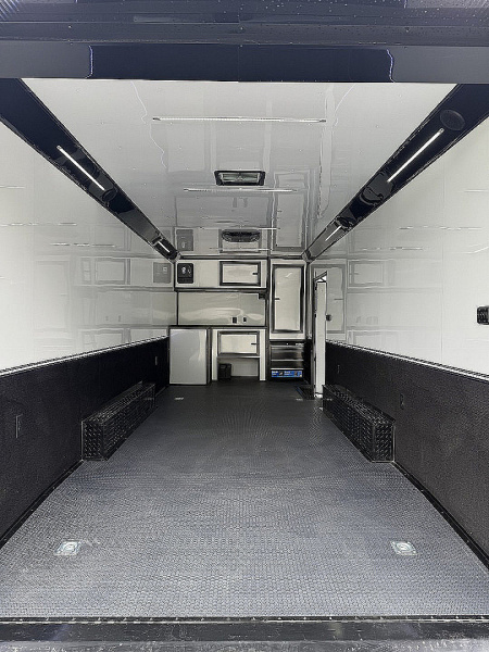 New 2026 Spartan Cargo 8.5x24 Enclosed Race Trailer, White PolyCor, Race PKG, A/C, Awning, 10K Torsion Spread Axle, 7'6" Interior Height