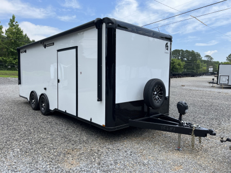 New 2026 Spartan Cargo 8.5x24 Enclosed Race Trailer, White PolyCor, Race PKG, A/C, Awning, 10K Torsion Spread Axle, 7'6" Interior Height