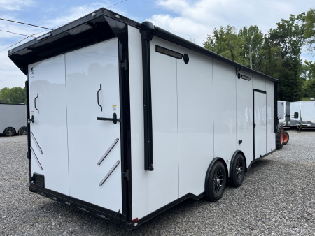 New 2026 Spartan Cargo 8.5x24 Enclosed Race Trailer, White PolyCor, Race PKG, A/C, Awning, 10K Torsion Spread Axle, 7'6" Interior Height