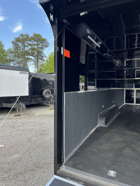 New 2025 Haulmark 28 EDGE Race Trailer, ProStock PKG, Black PolyCor, Black Interior, 14K GVWR, 7'4" Interior, Landing Light PKG, Fully Undercoated Frame