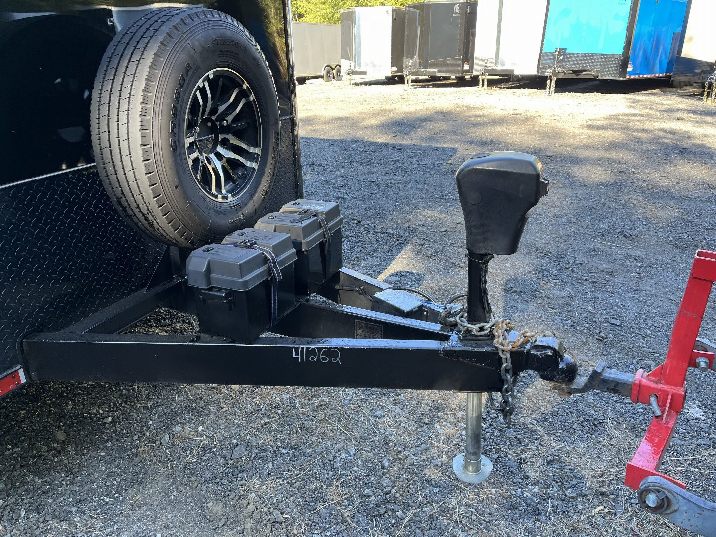 Used 2024 Spartan 8.5x16 Custom Enclosed Trailer, Black PolyCor, 8' Interior, Custom Shelves, E-Track, Flat Front With Cast Upper Corners, 14K GVWR, HD, Awning