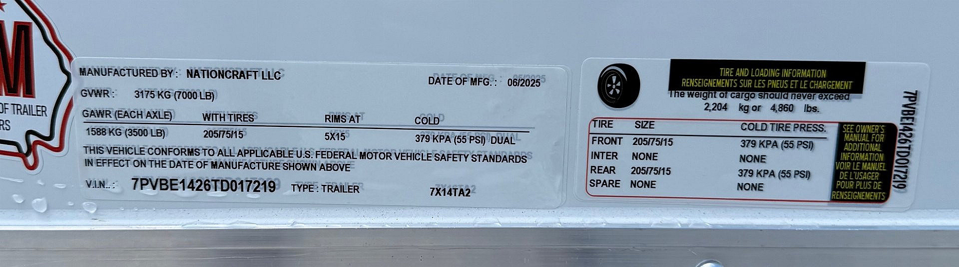 New 2025 NationCraft Trailers 7X14 Cargo Trailer