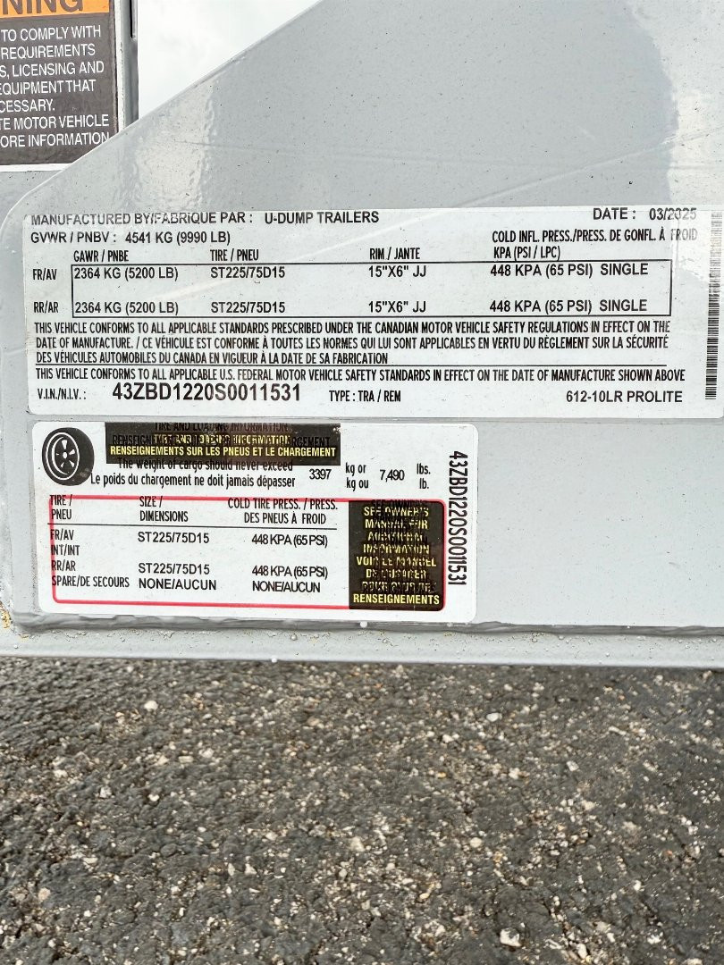 New 2025 6X12 U-DUMP DUMP TRAILER