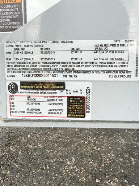 New 2025 6X12 U-DUMP DUMP TRAILER