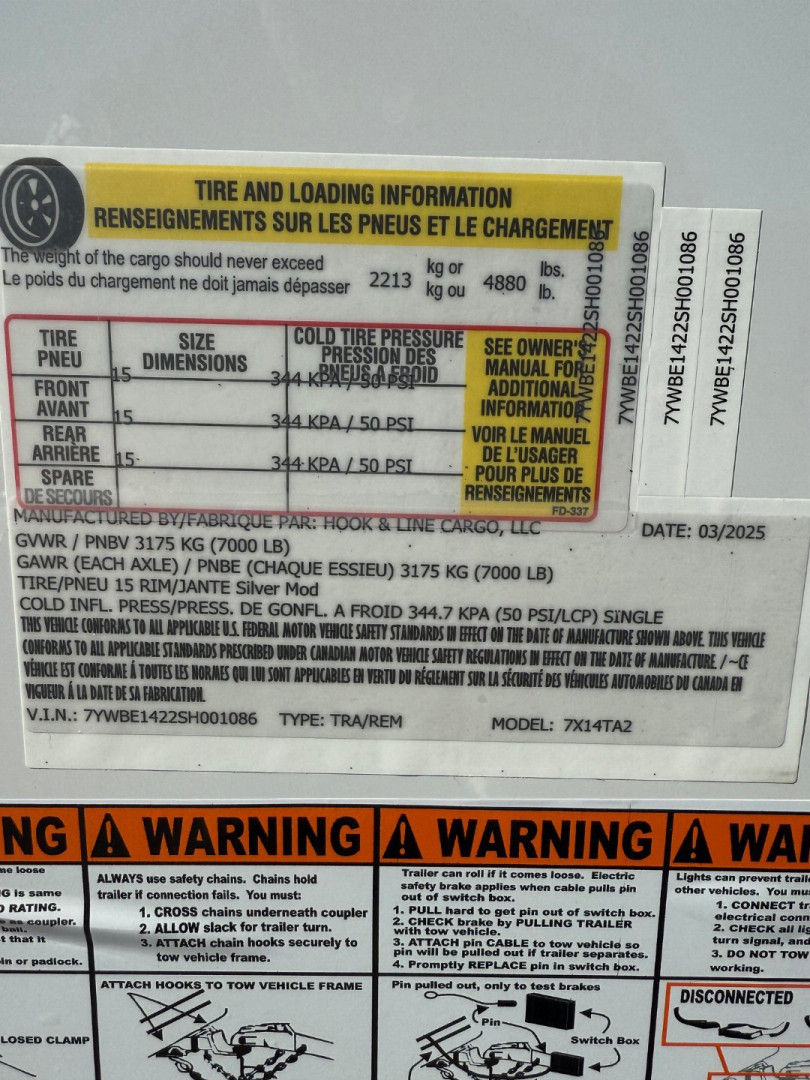 New 2026 7 x 14 HOOK & LINE CARGO TRAILER