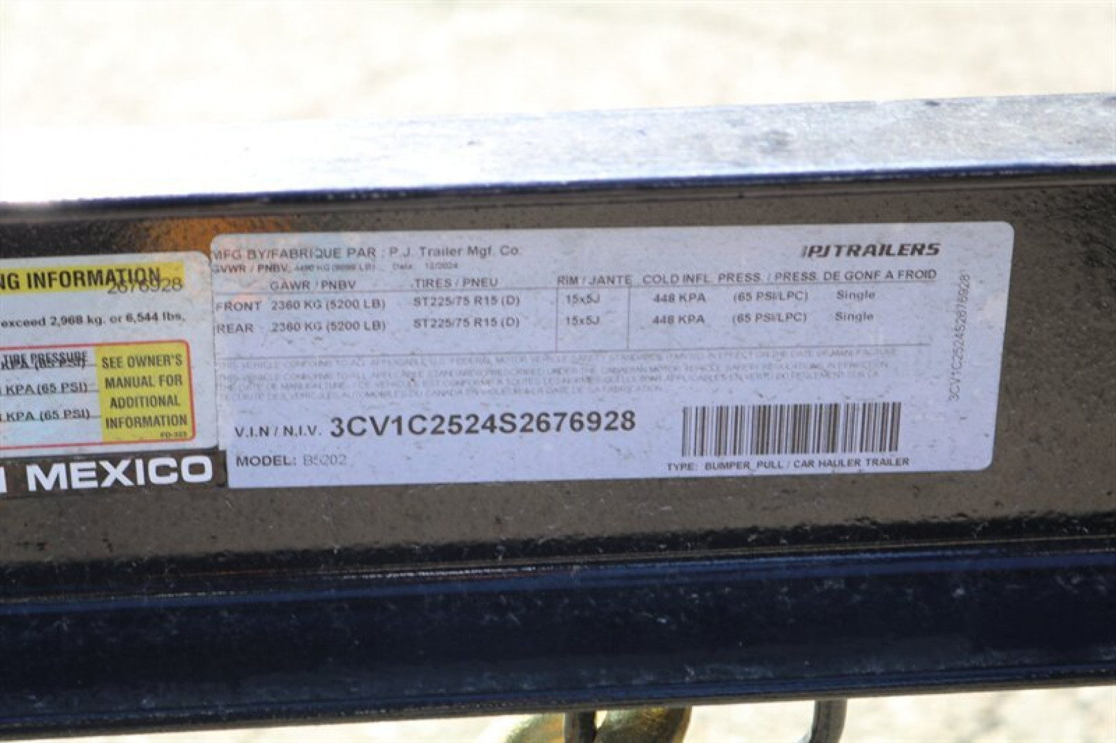 New 2025 PJ Trailers B5202 Car Hauler