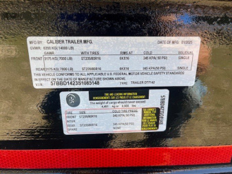 New 2025 Caliber Trailer Mfg 7x14x2 14K Dump Trailer