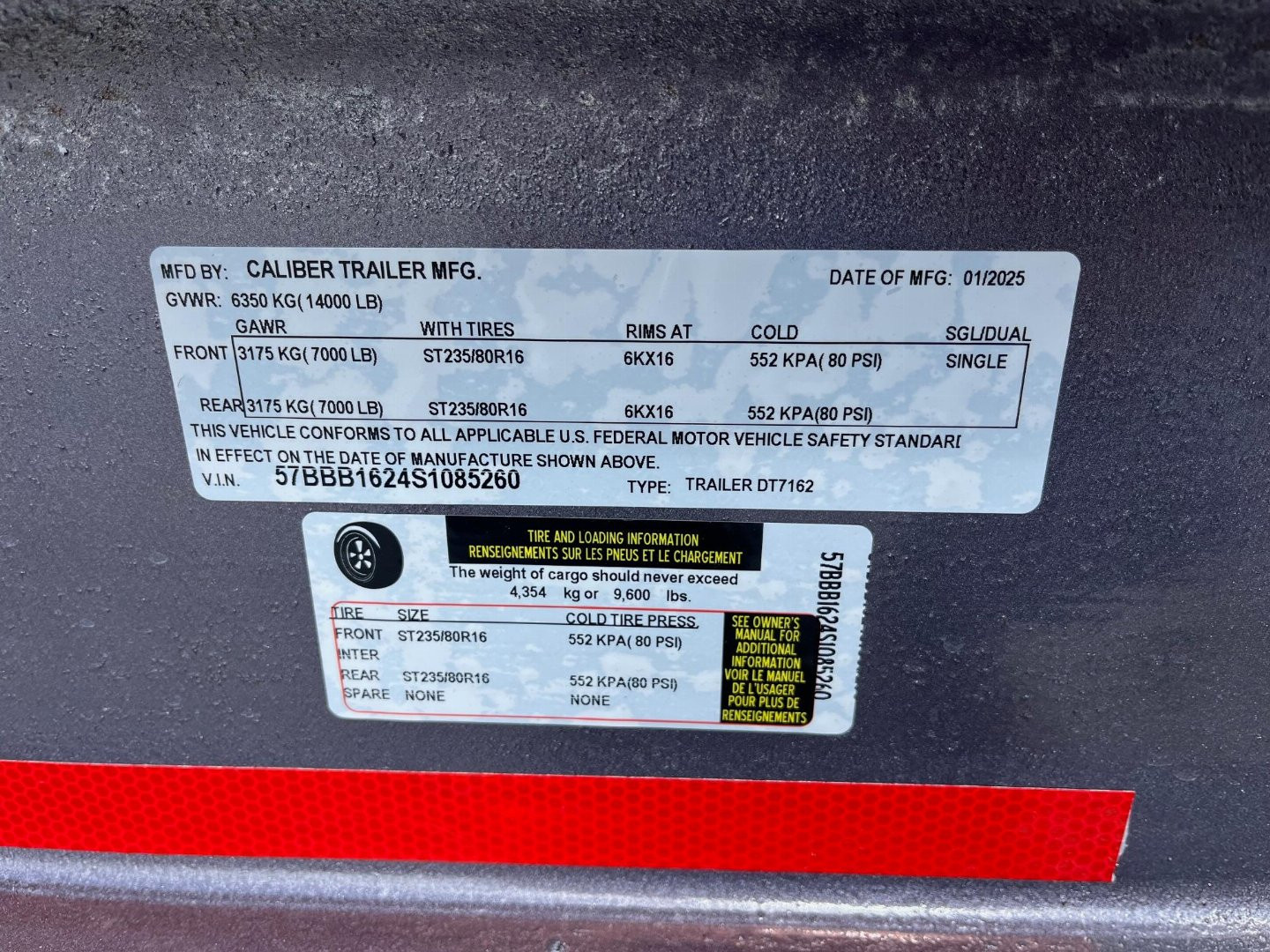 New 2025 Caliber Trailer Mfg 7x16x2 14K Dump Gray