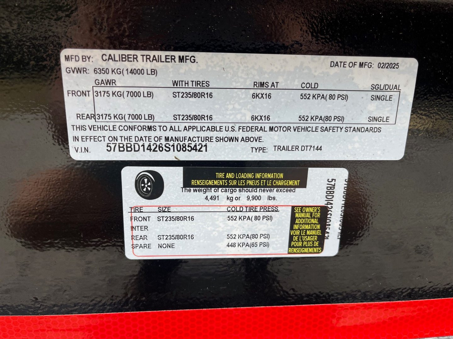 New 2025 Caliber Trailer Mfg 7x14x4 14K Tandem Dump Black