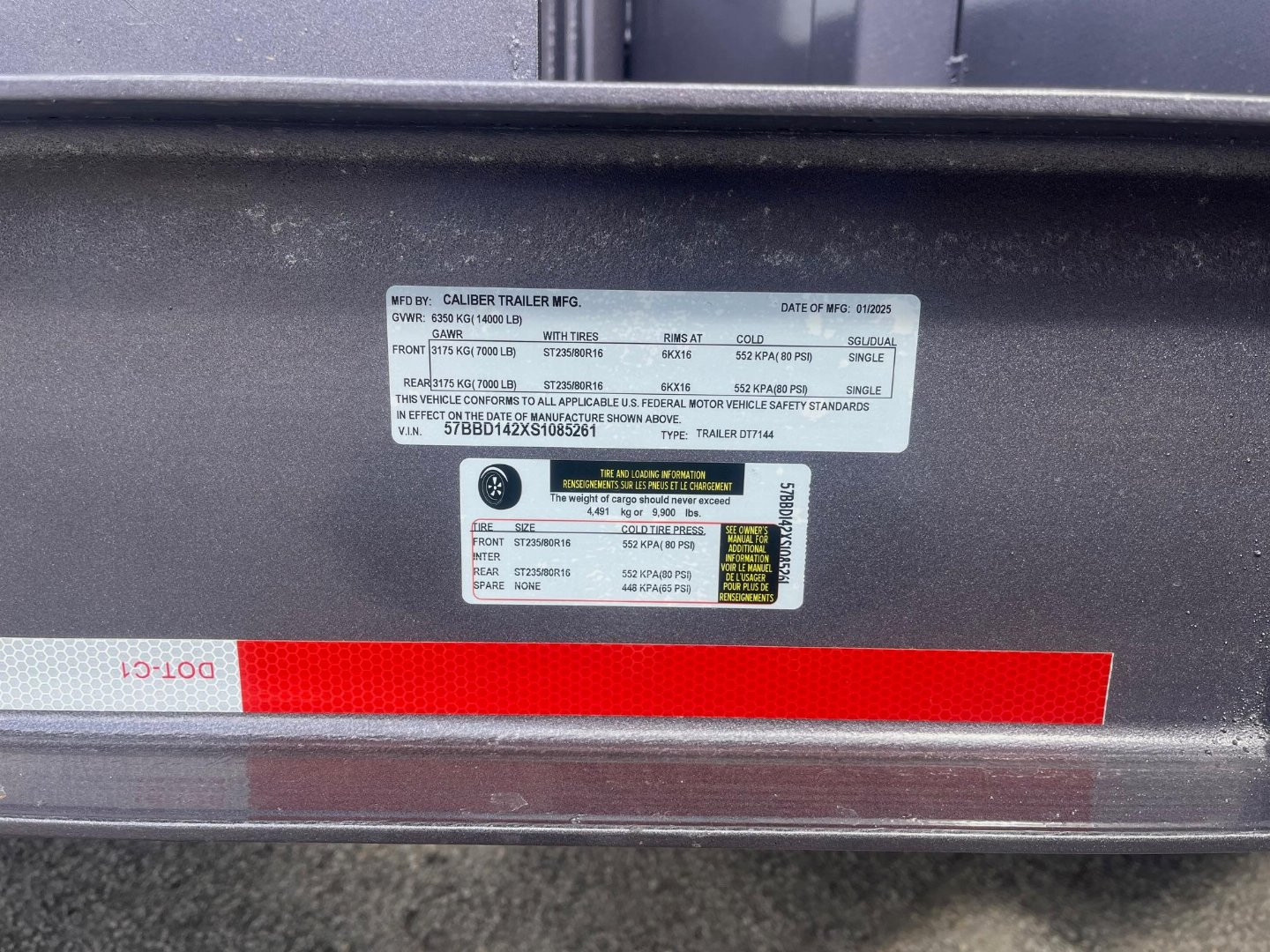 New 2025 Caliber Trailer Mfg 7x14x4 Caliber Trailer Mfg 14K Tandem Dump Gray Dump Trailer