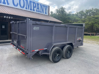 New 2025 Caliber Trailer Mfg 7x14x4 Caliber Trailer Mfg 14K Tandem Dump Gray Dump Trailer