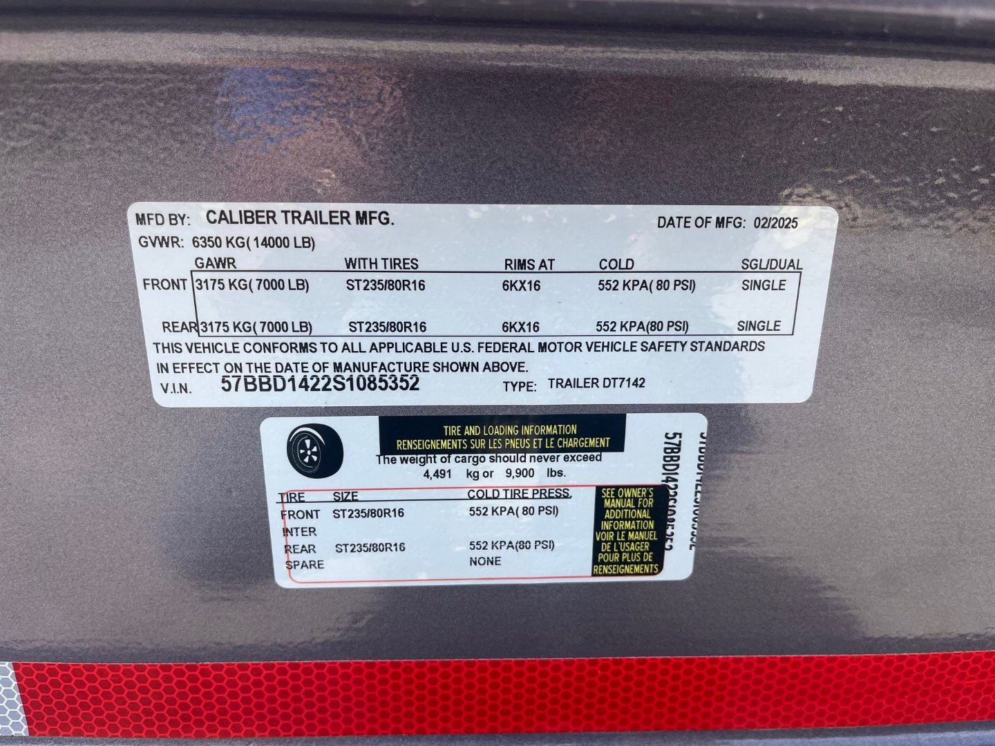 New 2025 Caliber Trailer Mfg 7x14x2 14K Dump Gray