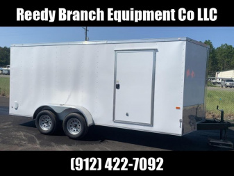 New 7x16 White Enclosed Rock Solid Cargo Trailer