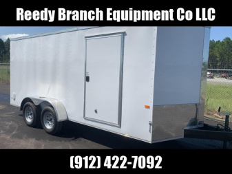 New 7x16 White Enclosed Rock Solid Cargo Trailer