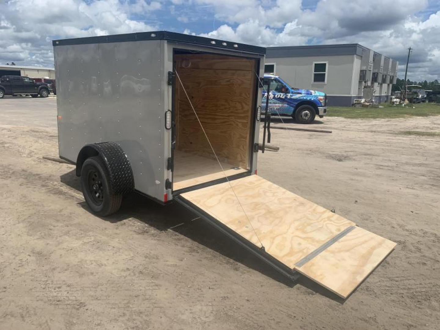 New 5x8 New -Dove Gray Blackout Enclosed Trailer