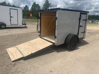 New 5x8 New -Dove Gray Blackout Enclosed Trailer