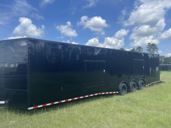 New 8.5x36 Polycore Blackout Enclosed Two Car Hauler - Rock Solid Cargo
