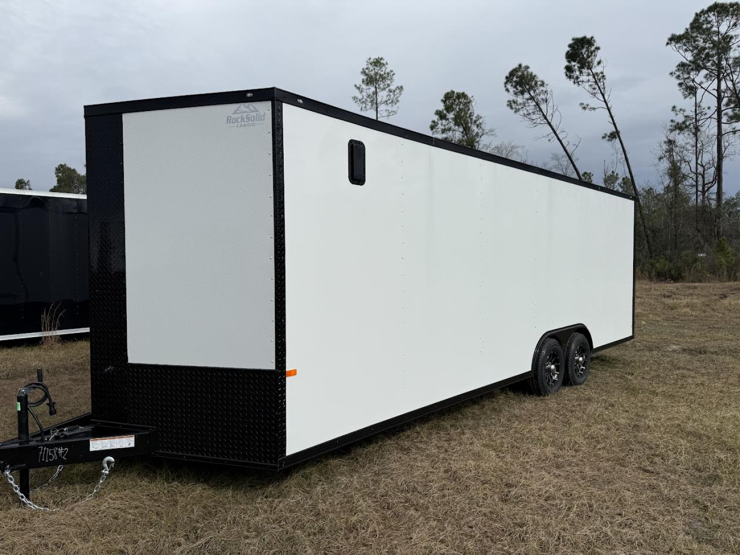New 8.5X24 Rock Solid Cargo White Blackout with Polycore Car Hauler