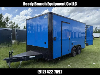 New 8.5x16 Concession Trailer | Rock Solid Cargo True Blue Blackout Package