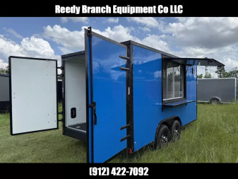 New 8.5x16 Concession Trailer | Rock Solid Cargo True Blue Blackout Package