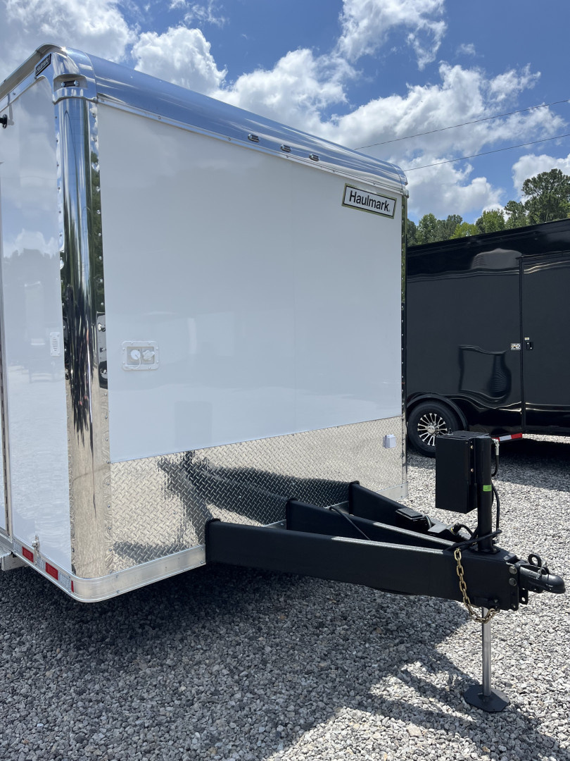 New 2026 Haulmark 34 Bathoom Race Trailer, Air Prep PKG, Awning, Polycor, Insulated, Window, 54" ALX Slide Out Step, A/C + Heat