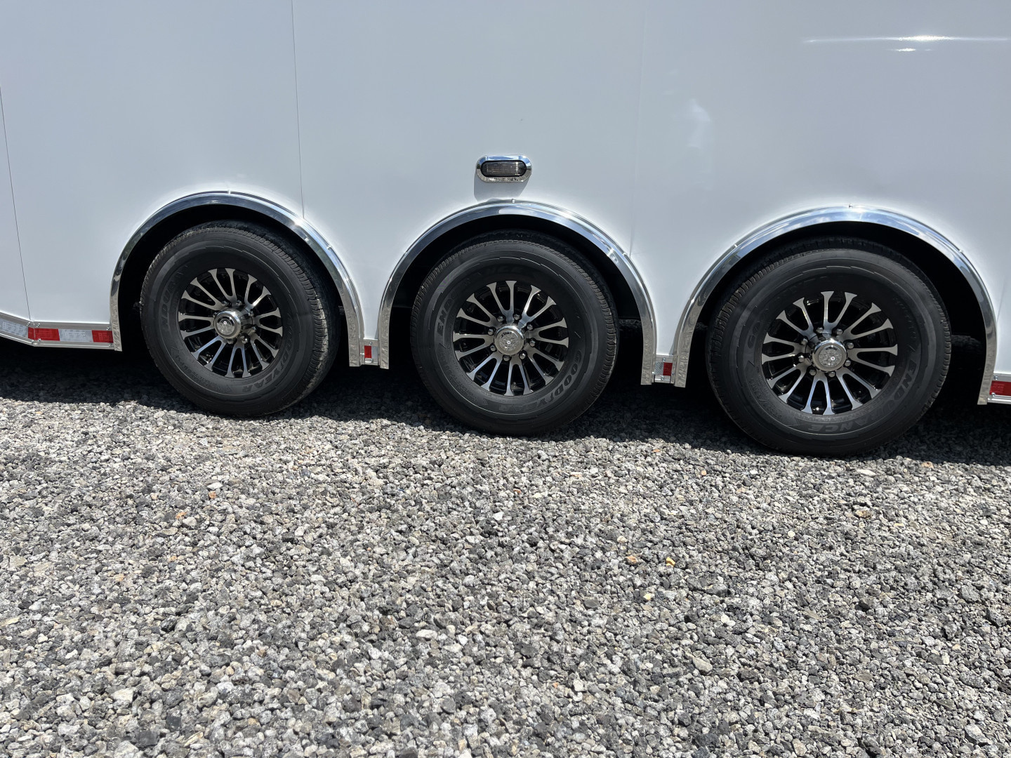 New 2026 Haulmark 34 Bathoom Race Trailer, Air Prep PKG, Awning, Polycor, Insulated, Window, 54" ALX Slide Out Step, A/C + Heat