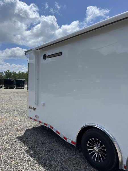 New 2026 Haulmark 34 Bathoom Race Trailer, Air Prep PKG, Awning, Polycor, Insulated, Window, 54" ALX Slide Out Step, A/C + Heat