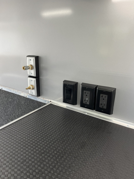 New 2026 Haulmark 34 Bathoom Race Trailer, Air Prep PKG, Awning, Polycor, Insulated, Window, 54" ALX Slide Out Step, A/C + Heat