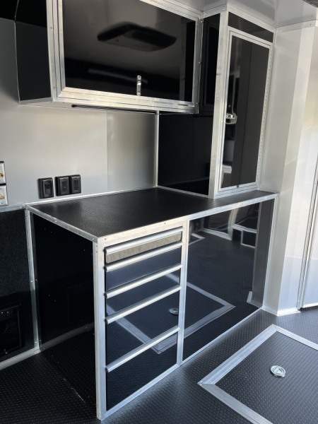 New 2026 Haulmark 34 Bathoom Race Trailer, Air Prep PKG, Awning, Polycor, Insulated, Window, 54" ALX Slide Out Step, A/C + Heat