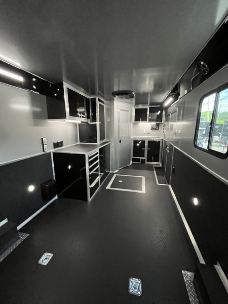 New 2026 Haulmark 34 Bathoom Race Trailer, Air Prep PKG, Awning, Polycor, Insulated, Window, 54" ALX Slide Out Step, A/C + Heat