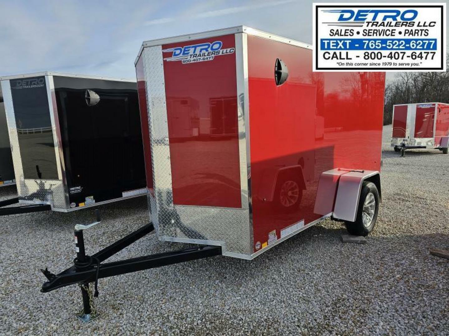 New 2025 BRIGHT RED Cargo Express EX DLX 5' x 10' 3K Idler V-nose Double Rear Door Enclosed Cargo Trailer