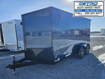 New 2025 INDIGO BLUE BLACKOUT Cargo Express XL SE 7' x 14' 7K Sloped V-nose Ramp Door Enclosed Cargo Trailer